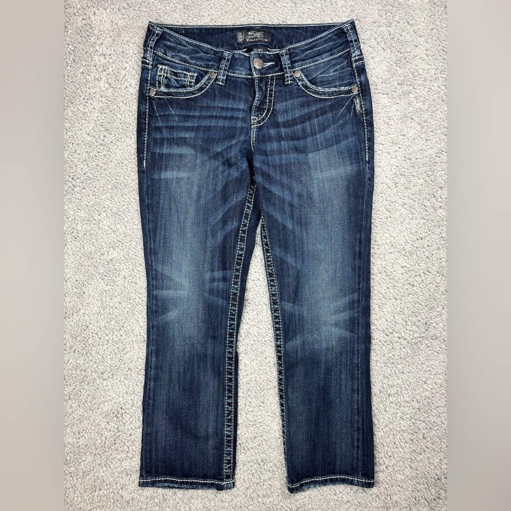 Silver Jeans Womens 28 Suki Boot Cut Dark Big Stitch Party Streetwear Night Out